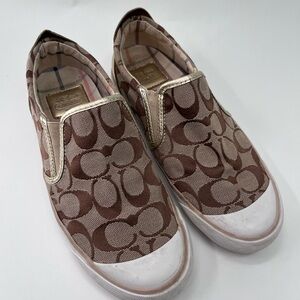 Coach Women’s Slip-On Shoes - Brown Signature Print